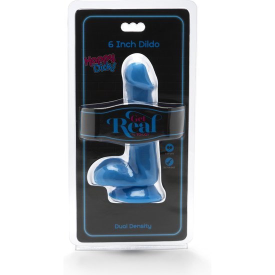 Happy dicks dildo con testicoli 15cm - blu