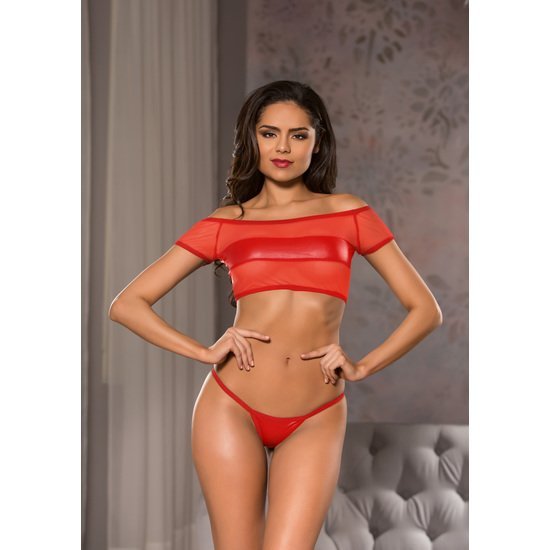 Top set con perizoma - rosso