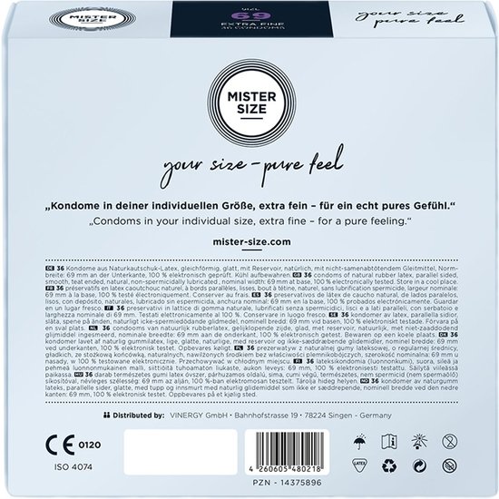 Mister size 69- preservativos extrafinos (confezione da 36)