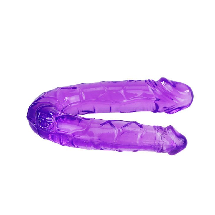 Doppio dildo in gelatina lilla flessibile