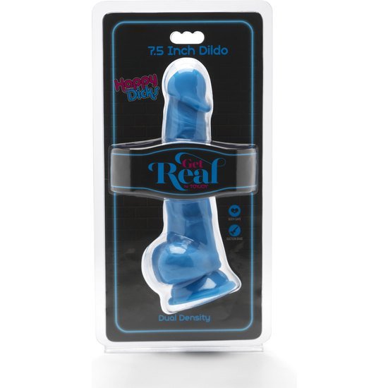 Happy dicks dildo con testicoli 19cm - blu