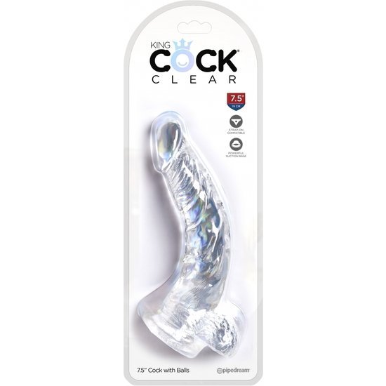 King cock - dildo curvo realistico, trasparente -16,5 cm