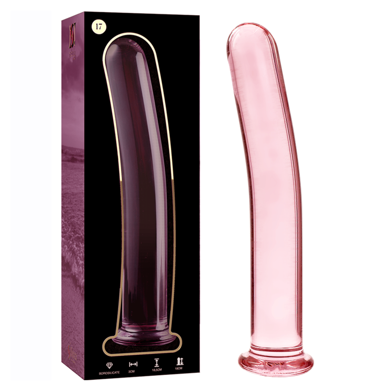 Dildo in vetro rosa nebuloso 18.5x3 cm