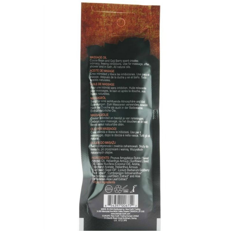 Olio da massaggio energizzante per la terra intima 30 ml