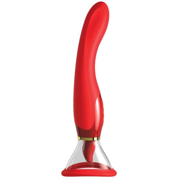 Pipedream Ultimate Pleasure 24K Gold Edition rosso con dettaglio dorato e testina a suzione con lingua mobile