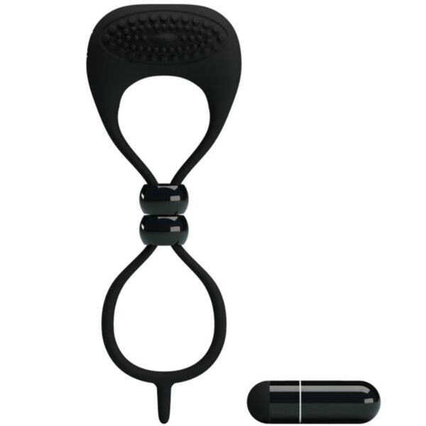 Anello doppio vibrante Pretty Love di colore nero