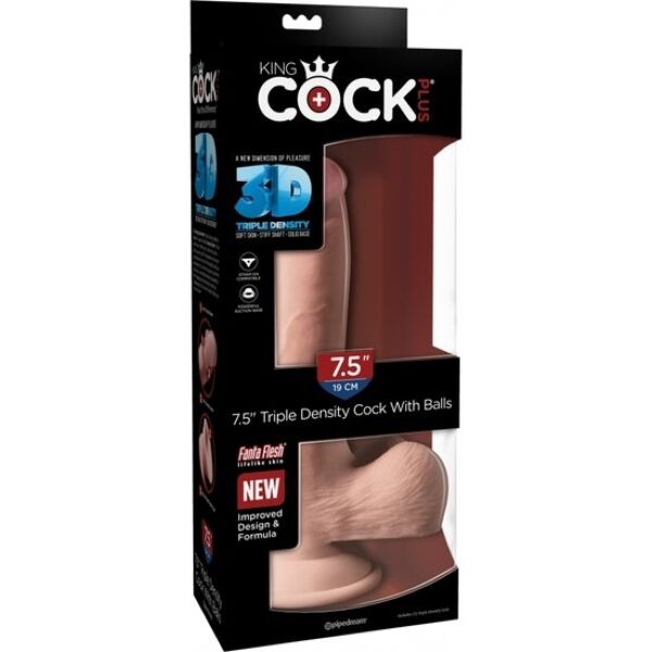 Dildo realistico King Cock Plus Triple Density con dettagli testurizzati e base con ventosa