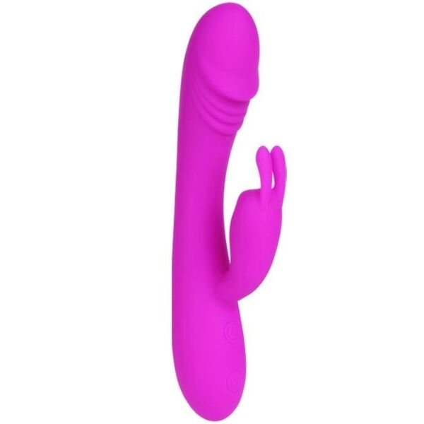 Vibratore rabbit Pretty Love Hunter in silicone, con corpo curvo e orecchie da coniglio