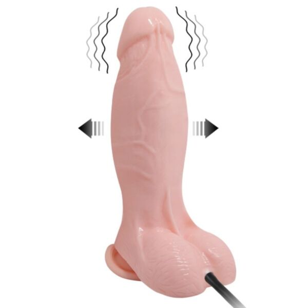 Dildo gonfiabile Baile 18,8 cm, realistico, con testicoli, ventosa alla base e gonfiatore