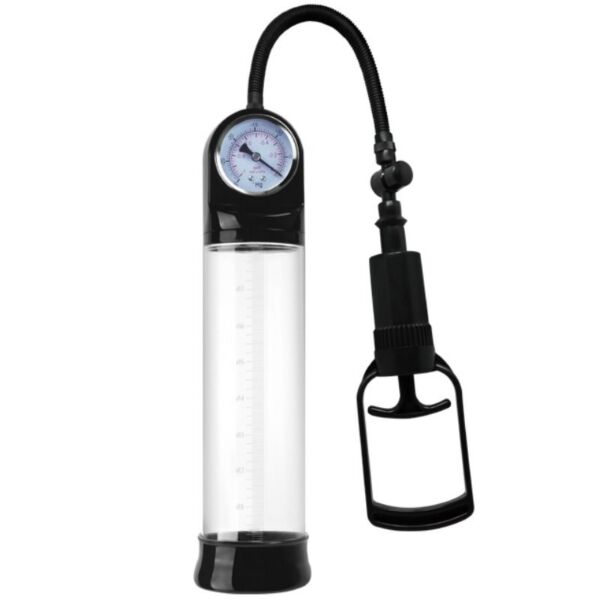 Pompa per pene Pretty Love BM-010088PL con il cilindro trasparente, la maniglia e il manometro