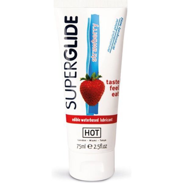 Lubrificante commestibile HOT Superglide 75 ml, disponibile in cinque gusti