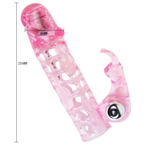 Guaina vibrante per pene Baile Ultimate Sleeve Love, trasparente