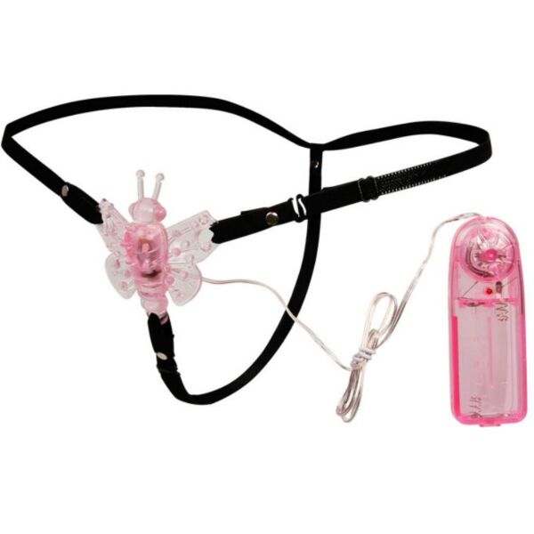 Strap-on rosa con farfalla vibrante e comando Baile Multivespeed Vibrating Butterfly