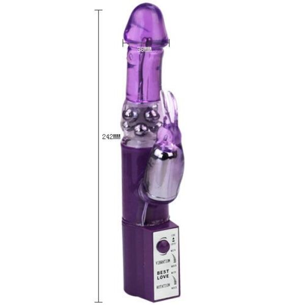 Vibratore rabbit Baile Hot Lady II con asta di perle e stimolatore per il clitoride a forma di coniglietto
