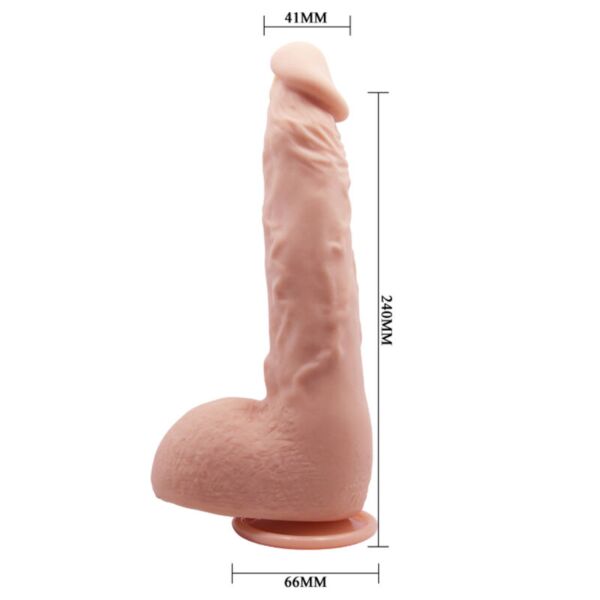 Dildo realistico Baile Jason 24 cm, con tronco curvo, testicoli e ventosa alla base