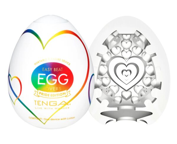 Masturbatore Tenga Egg Lovers Pride Edition a forma di uovo, con la sua confezione