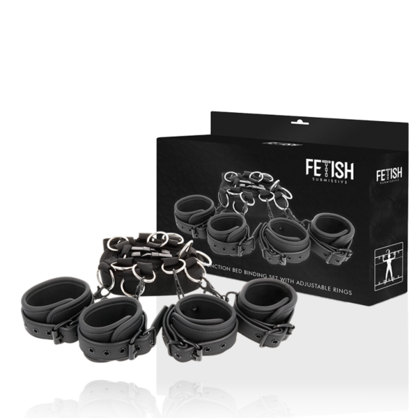 Set di manette da letto Fetish Submissive Luxury con neoprene, con cinghie, manette per i polsi e per le caviglie
