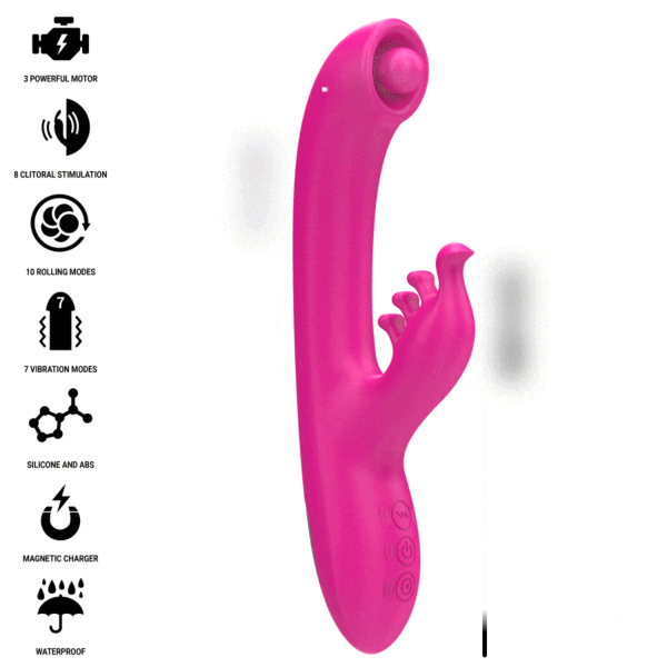 Vibratore rabbit Intense Christina con asta inseribile e braccio esterno per il clitoride