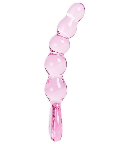 Dildo a perle S Pleasures Crystal Aphrodite, rosa trasparente, con base a forma di cuore