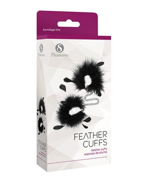 Manette S Pleasures Feather Cuffs, due manette di piume unite da una catena