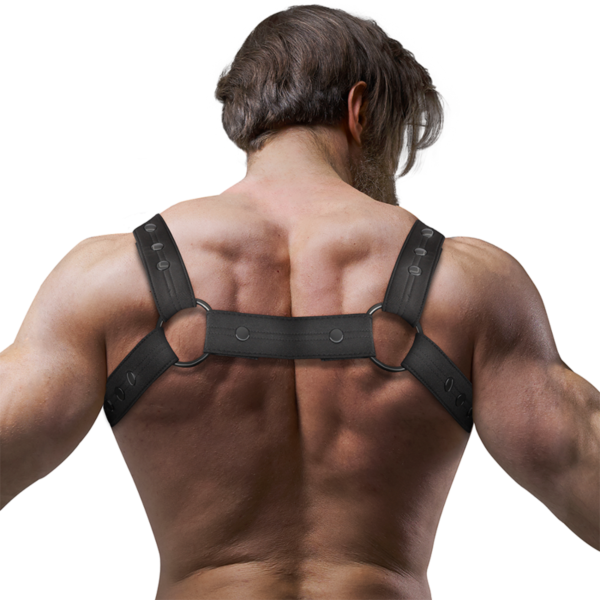 Harness pettorale Fetish Submissive Attitude in pelle vegana, con cinghie su spalle e petto