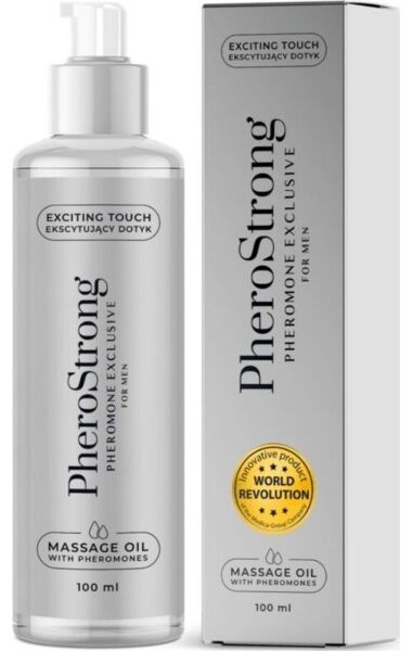 Olio da massaggio con feromoni PheroStrong per uomo, formato da 100 ml