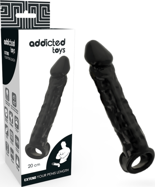 Guaina per pene Addicted Toys Dong Extension con anello per testicoli