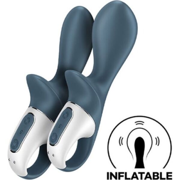 Vibratore anale Satisfyer Air Pump Booty 2 color antracite, con base e anello di presa