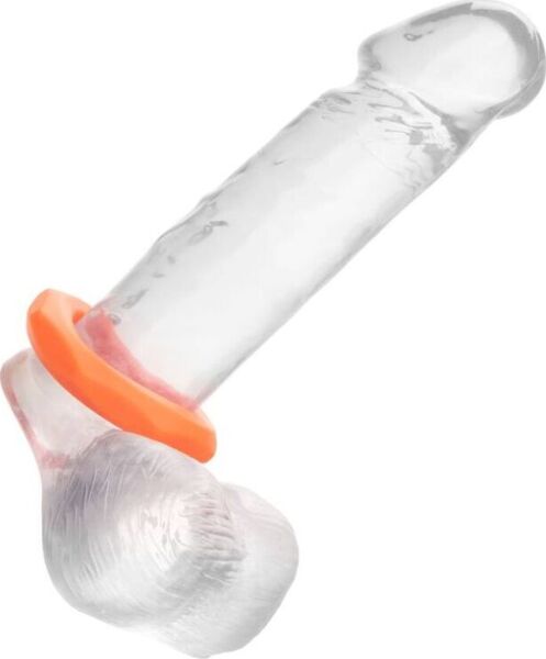 Anello fallico CalExotics Alpha Sexagon Ring in silicone arancione a forma esagonale