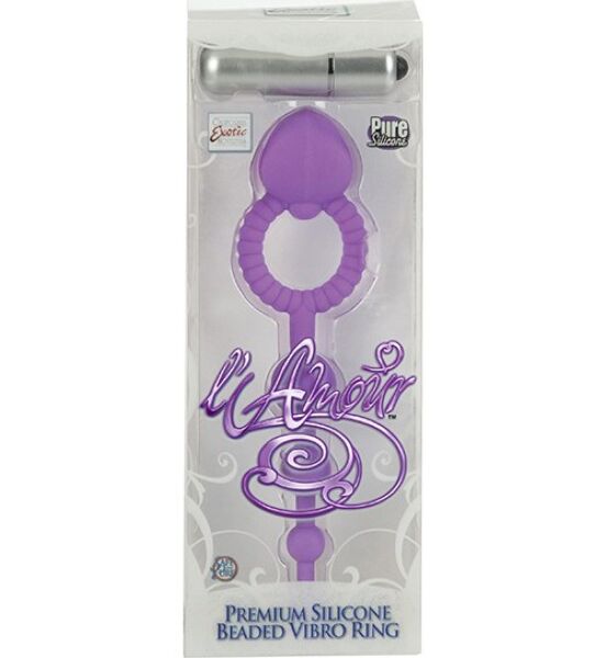 Anello vibrante Calexotics L'Amour Premium Beaded Vibro Ring viola, con stimolatore e perline