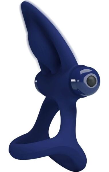 Anello vibrante Pretty Love BI-210306-3 azzurro, con il suo stimolatore a setole