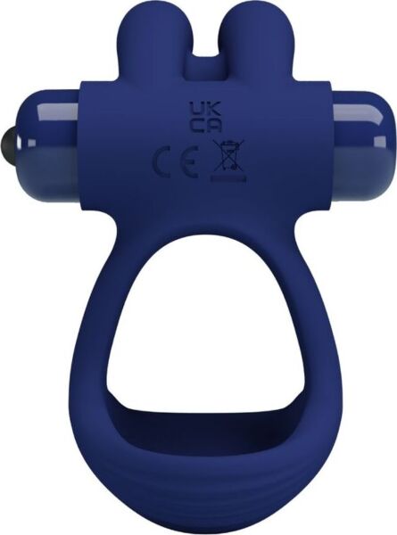Anello fallico vibrante doppio Pretty Love BI-210320 in silicone blu