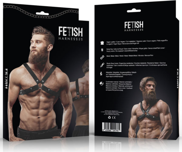 Imbracatura da torace per uomo Fetish Submissive Attitude Bulldog, in ecopelle, con cinghie su spalle e petto