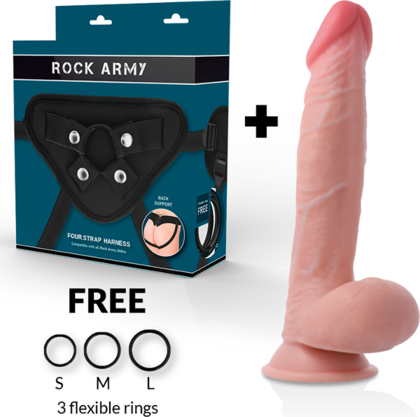 Dildo realistico Rock Army Dual Density Sherman da 24 cm, color carne, con base a ventosa