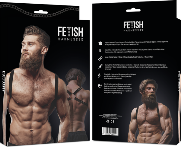 Harness pettorale Fetish Submissive Attitude con più cinghie sul petto e sulle spalle