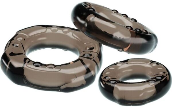 Set di tre anelli fallici Baile BI-210263, di colore nero e in tre misure