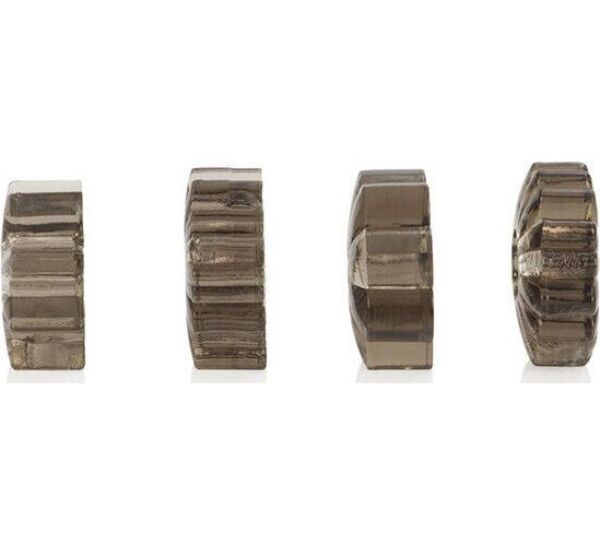 Set di anelli fallici CalExotics Basic Essentials Smoke in quattro forme diverse e colore fumo