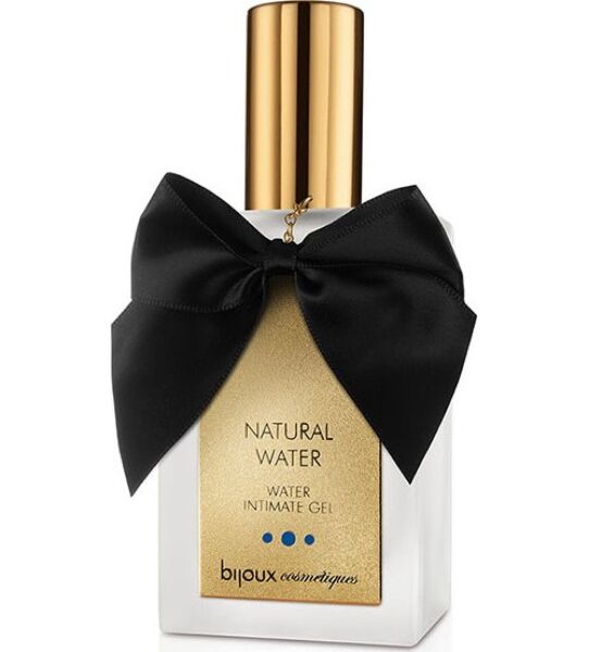 Lubrificante a base d'acqua Bijoux Indiscrets Natural 70 ml, flacone di vetro con dosatore e tappo dorato