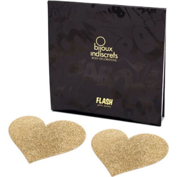Copricapezzoli Bijoux Indiscrets Flash Heart a forma di cuore con finitura glitterata