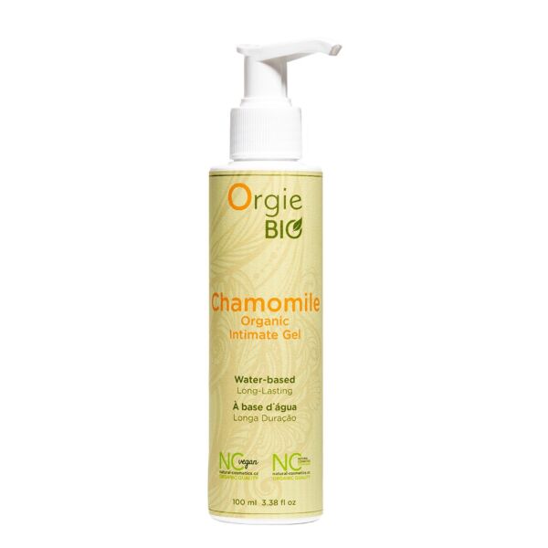 Flacone con dosatore del gel intimo Orgie Bio Chamomile da 100 ml