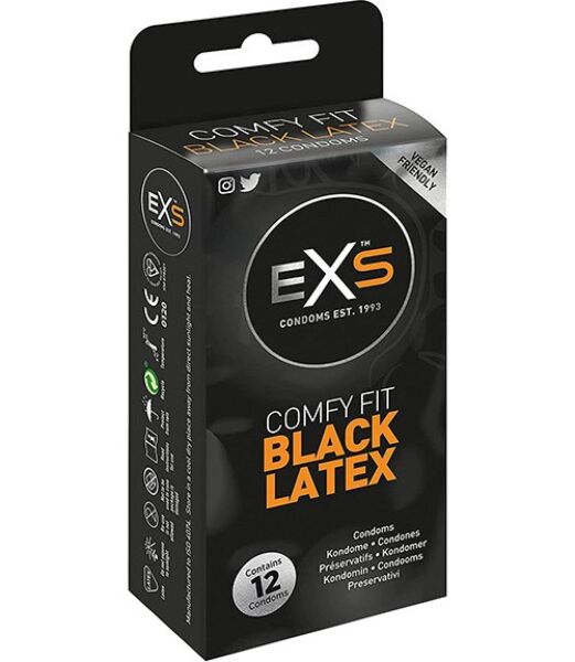 Confezione di preservativi neri Exs Black Latex, 12 pezzi
