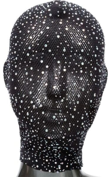 Maschera integrale CalExotics Radiance Full Hood Cover nera, con strass e lacci da corsetto