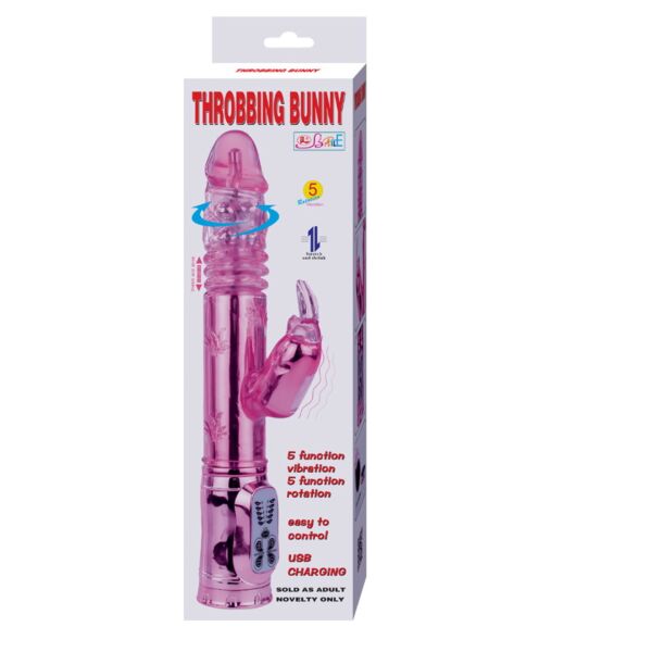 Vibratore rabbit Baile Throbbing Bunny con la punta rotante e il braccio del coniglietto