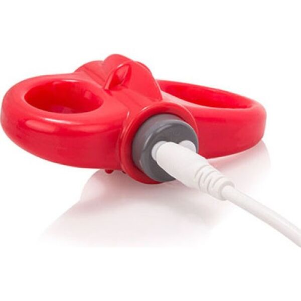 Anello vibrante Screaming O Charged Yoga rosso, con doppio anello