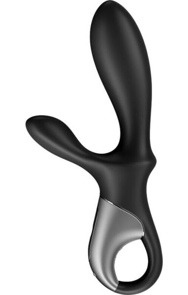 Vibratore anale Satisfyer Heat Climax+ nero, con i due bracci e l'impugnatura con anello di ritenzione