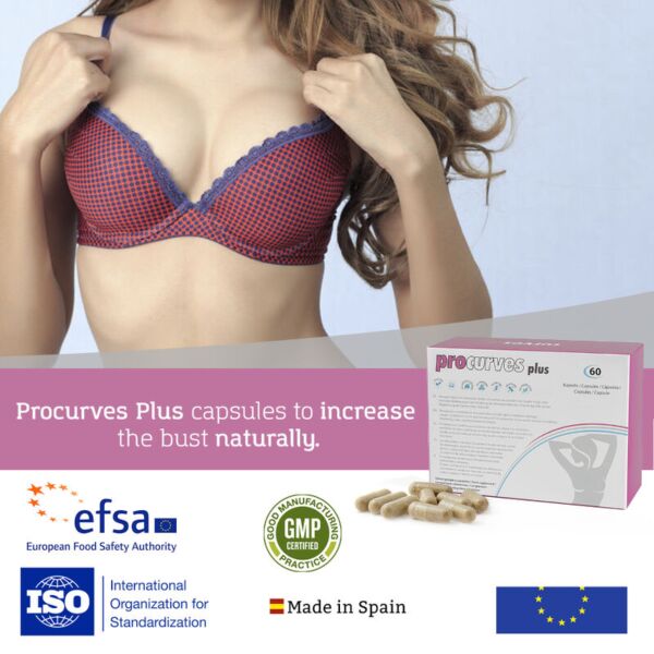 Scatola dell'integratore alimentare 500COSMETICS Procurves Plus con le sue capsule trasparenti