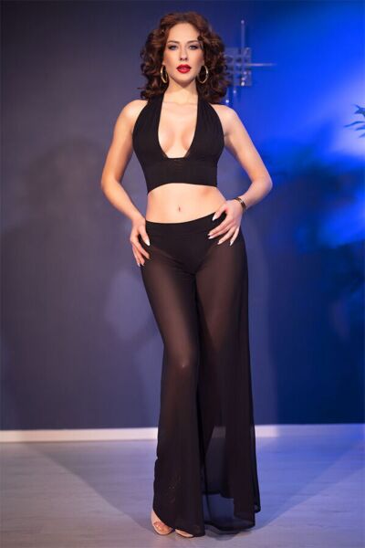 Set lingerie Chilirose CR 4857, con top da annodare, pantaloni larghi e perizoma