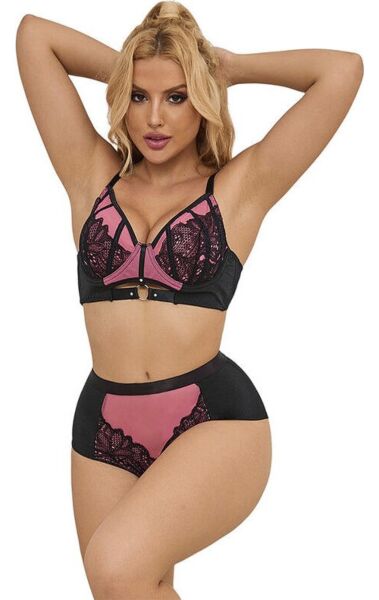 Completo intimo in pizzo e rete con reggiseno push-up di Subblime