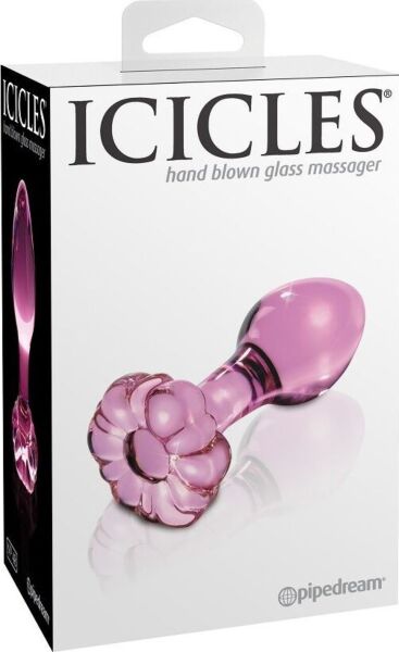 Plug anale in cristallo Icicles N. 48 con corpo curvo e anello alla base