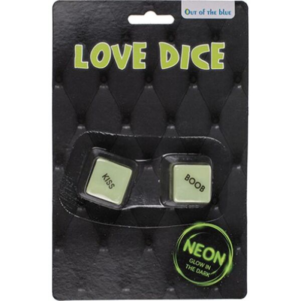 Dadi dell'Amore Out Of The Blue, due dadi di plastica verde fluorescente